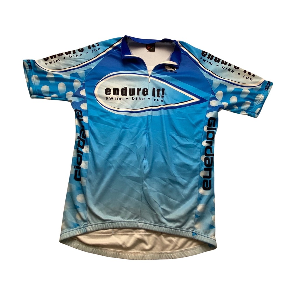 Giordana Endure It Cycling Jersey Blue Short‎ Sleeve Full Zip Medium